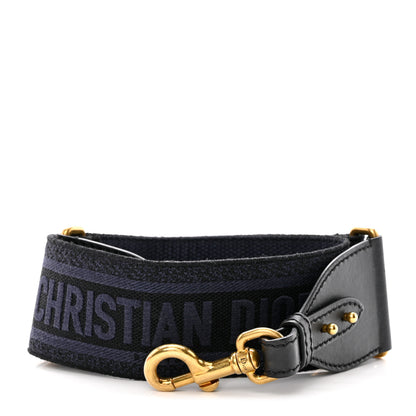 Christian Dior Canvas Embroidered Shoulder Strap Denim Blue 1 of 6