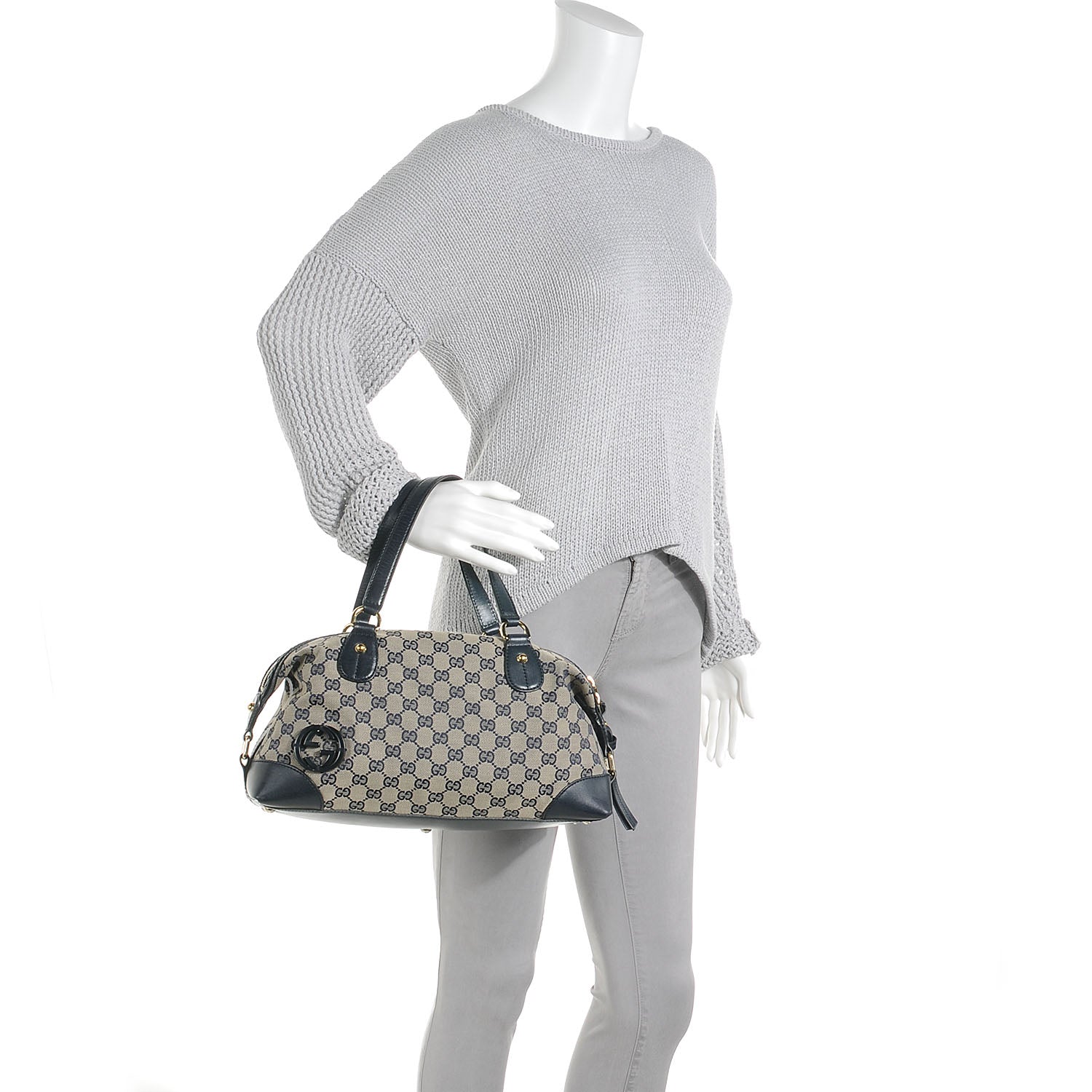 Gucci Monogram Brick Lane Small Boston Navy 2 of 8