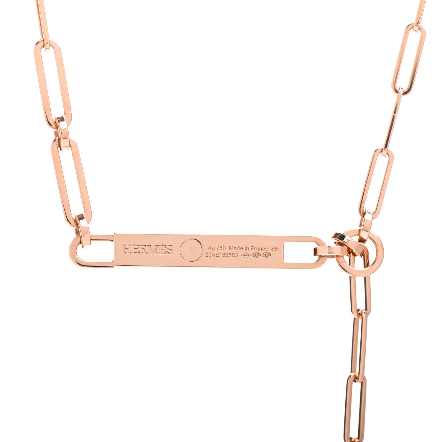 Hermes 18K Rose Gold Diamond Pave PM Kelly Chaine Lariat Necklace SH 4 of 5