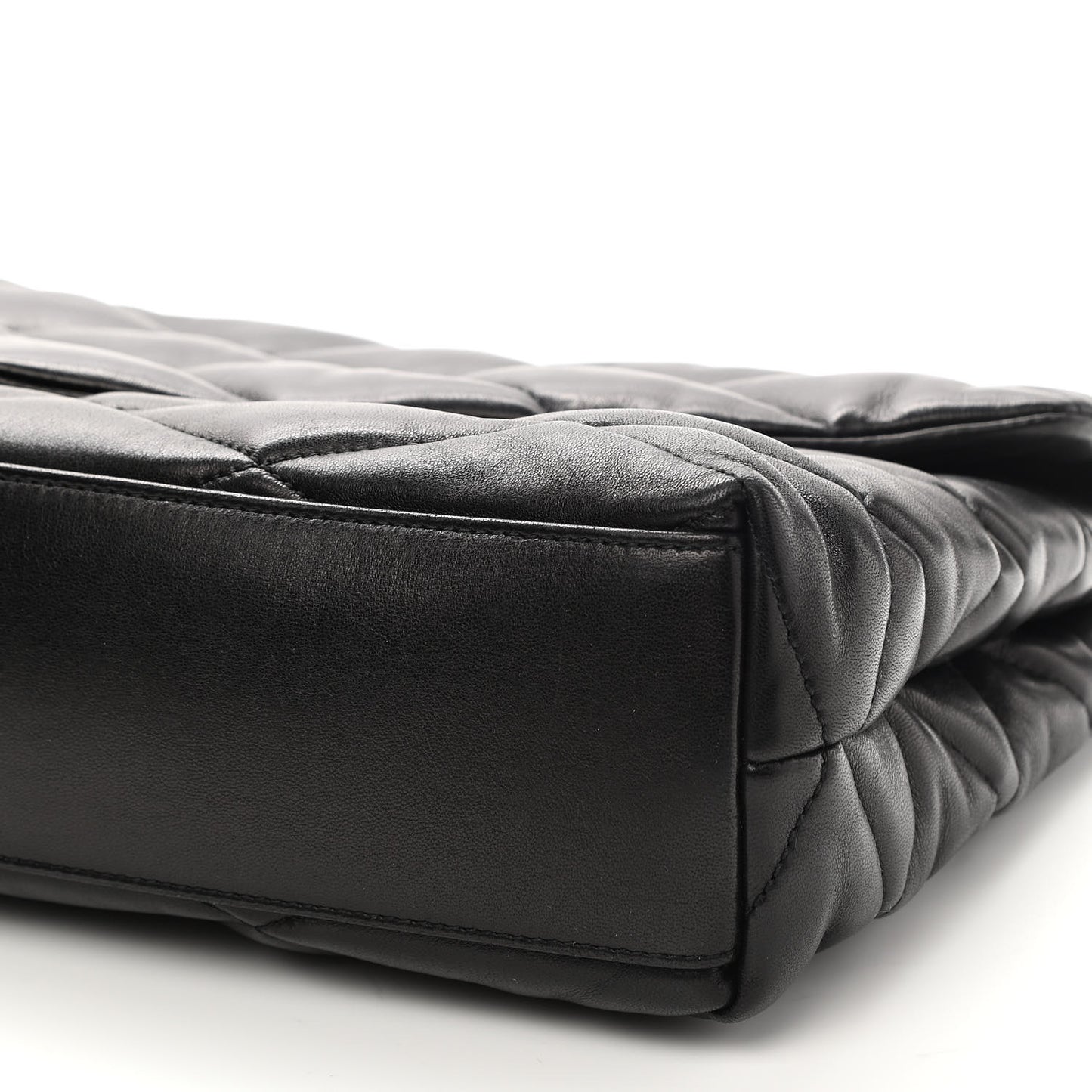 Lambskin Quilted Sade Puffer Envelope Clutch Black