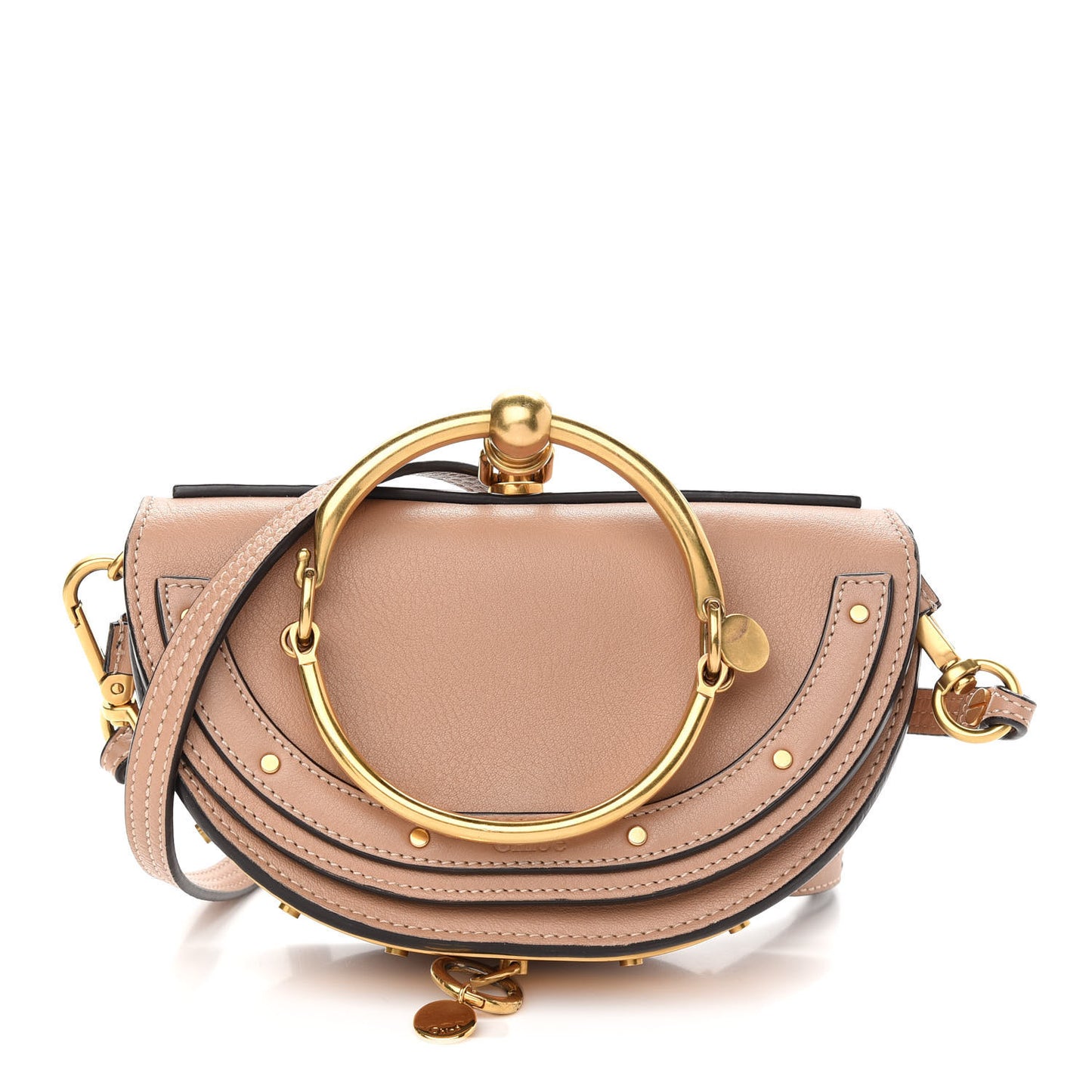 Calfskin Small Nile Bracelet Minaudiere Bag Biscotti Beige