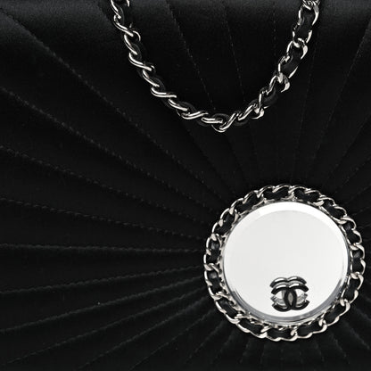 Chanel Satin Pleated Chain Embellished Mirror Flap Black 8 of 11