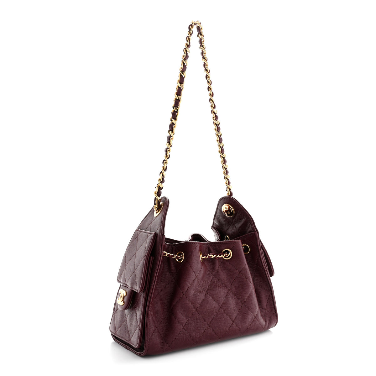 Caviar Quilted Mini Chanel 25 Handbag Dark Burgundy