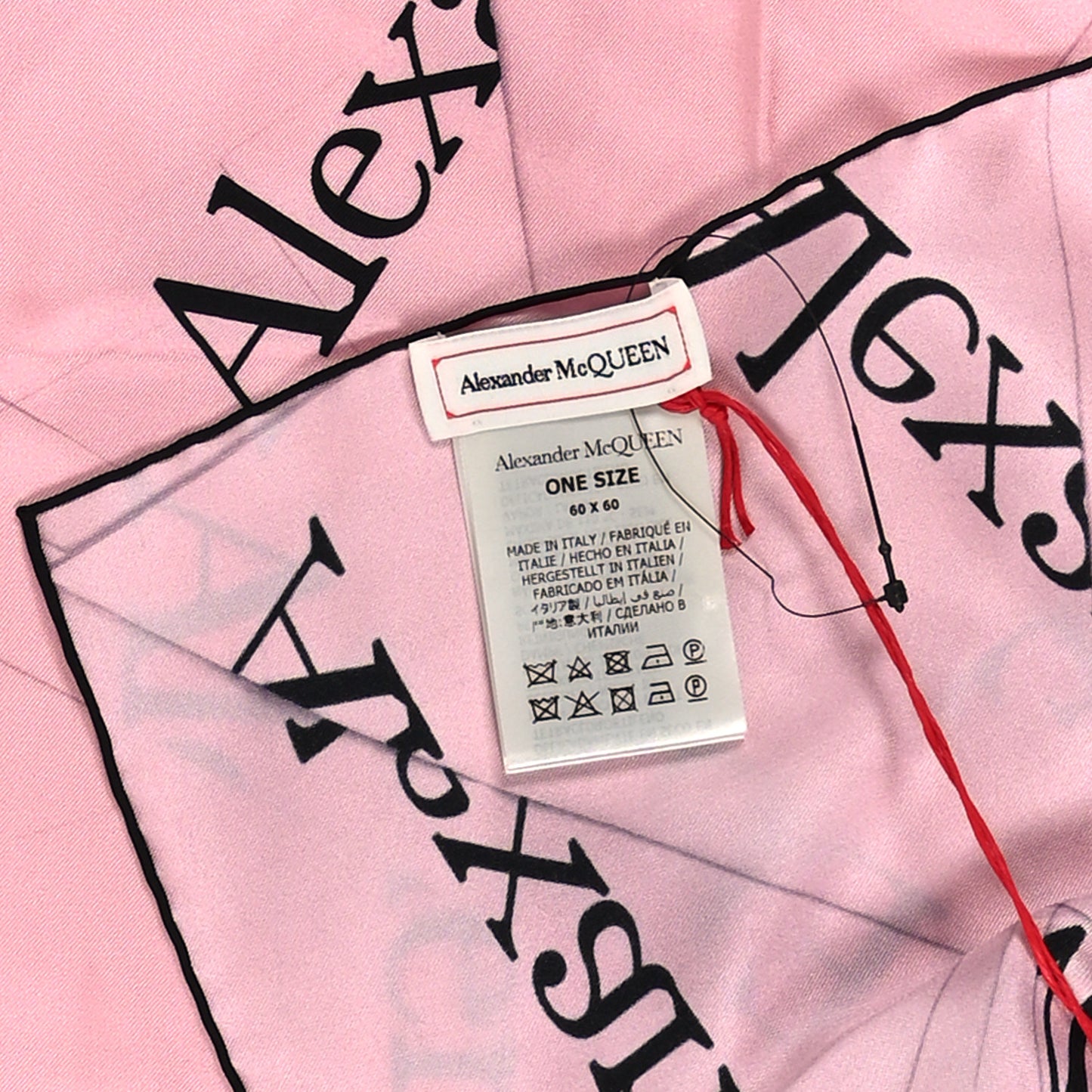 Silk Origami Logo Scarf Pink Black