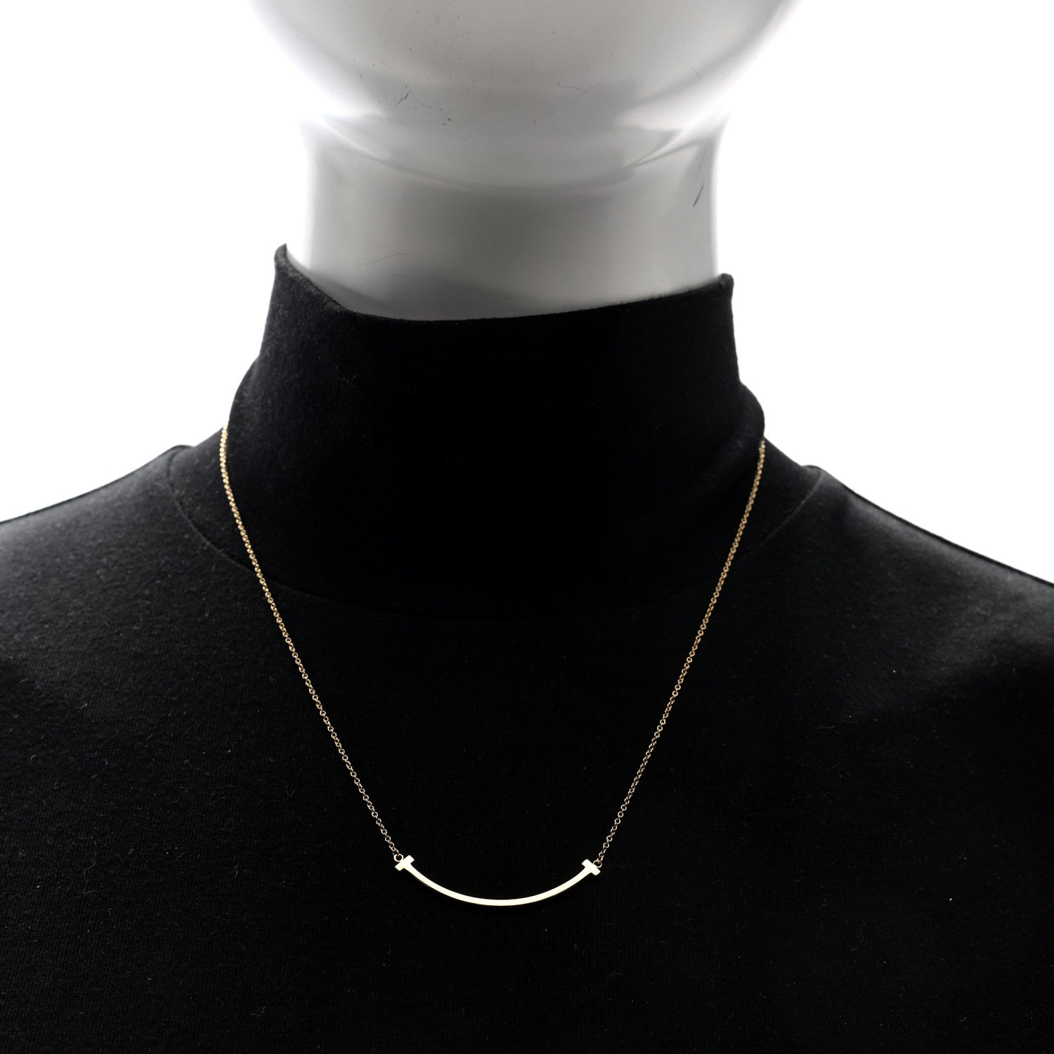 Tiffany 18K Yellow Gold Small T Smile Pendant Necklace 2 of 4