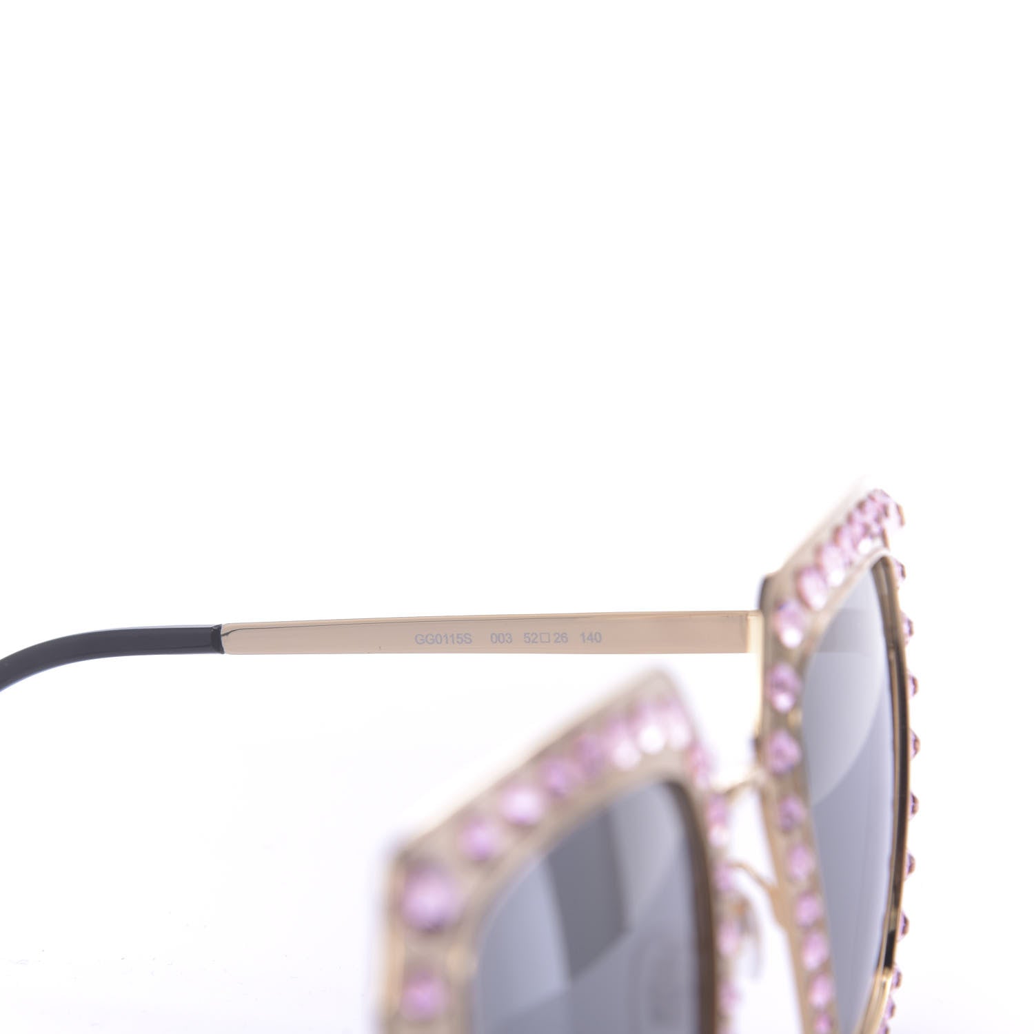 Gucci Metal Acetate Crystal Oversize GG0115S Sunglasses Gold 5 of 7