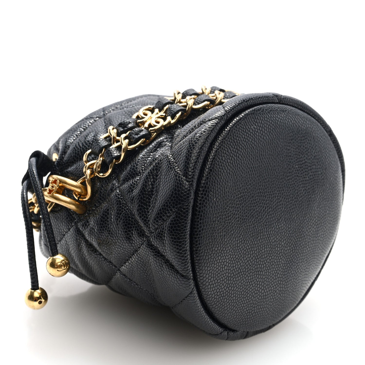 Chanel Caviar Quilted Coco First Bucket Clutch With Chain Black 4 of 10