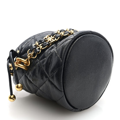 Chanel Caviar Quilted Coco First Bucket Clutch With Chain Black 4 of 10