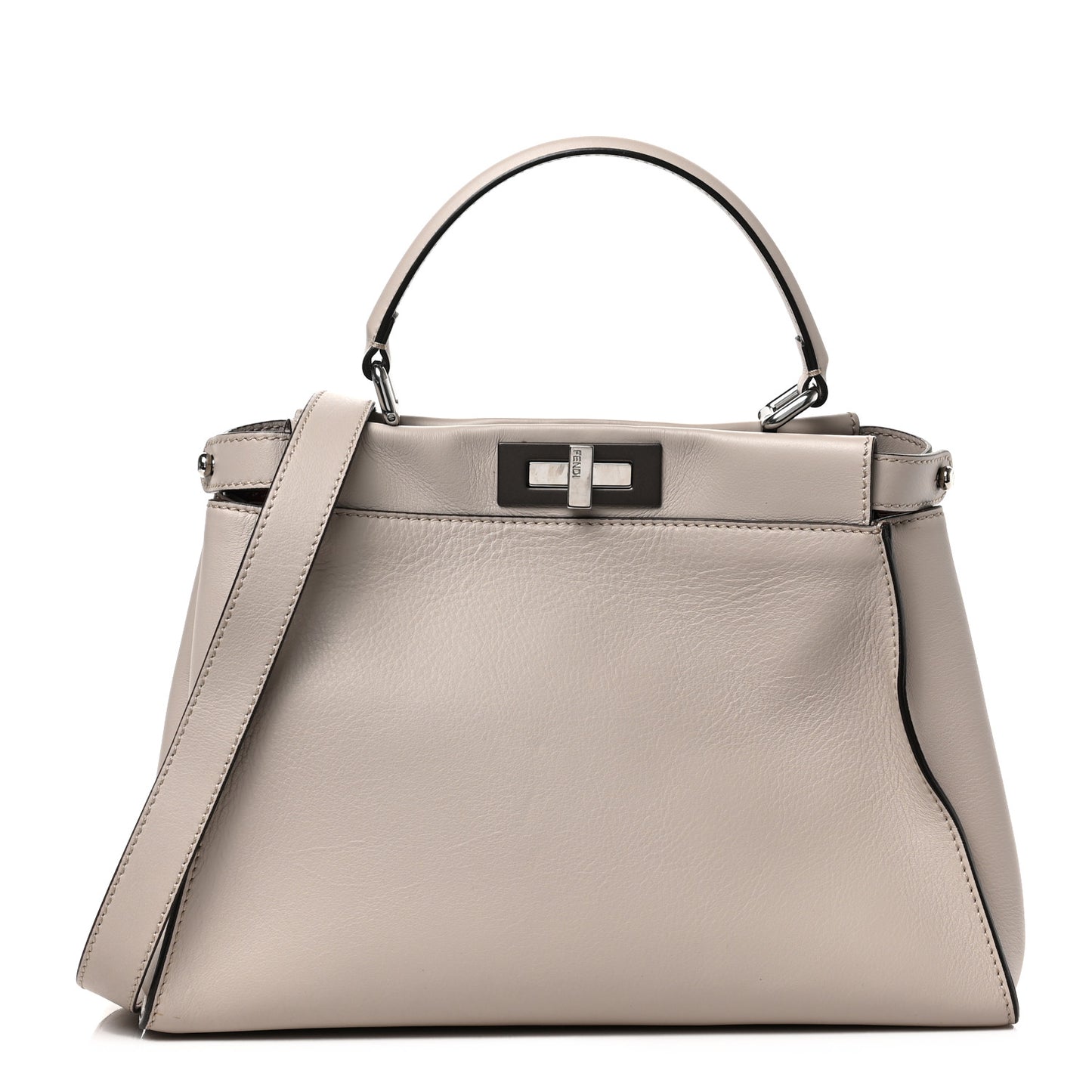 Vitello Seta Shiny Nappa Medium Peekaboo Iconic Satchel Grigio Polvere Bordeaux