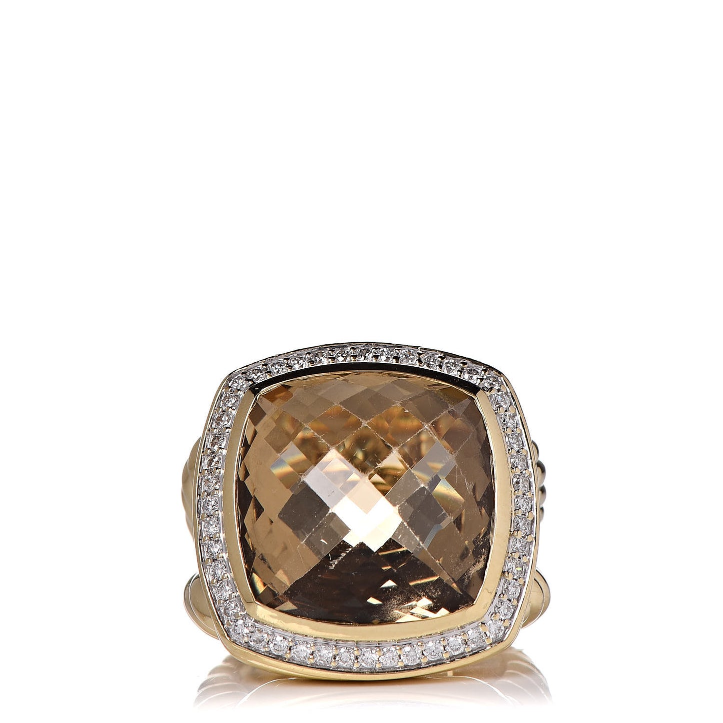 18K Yellow Gold Diamond Champagne Citrine 17mm Albion Ring 55 7.25