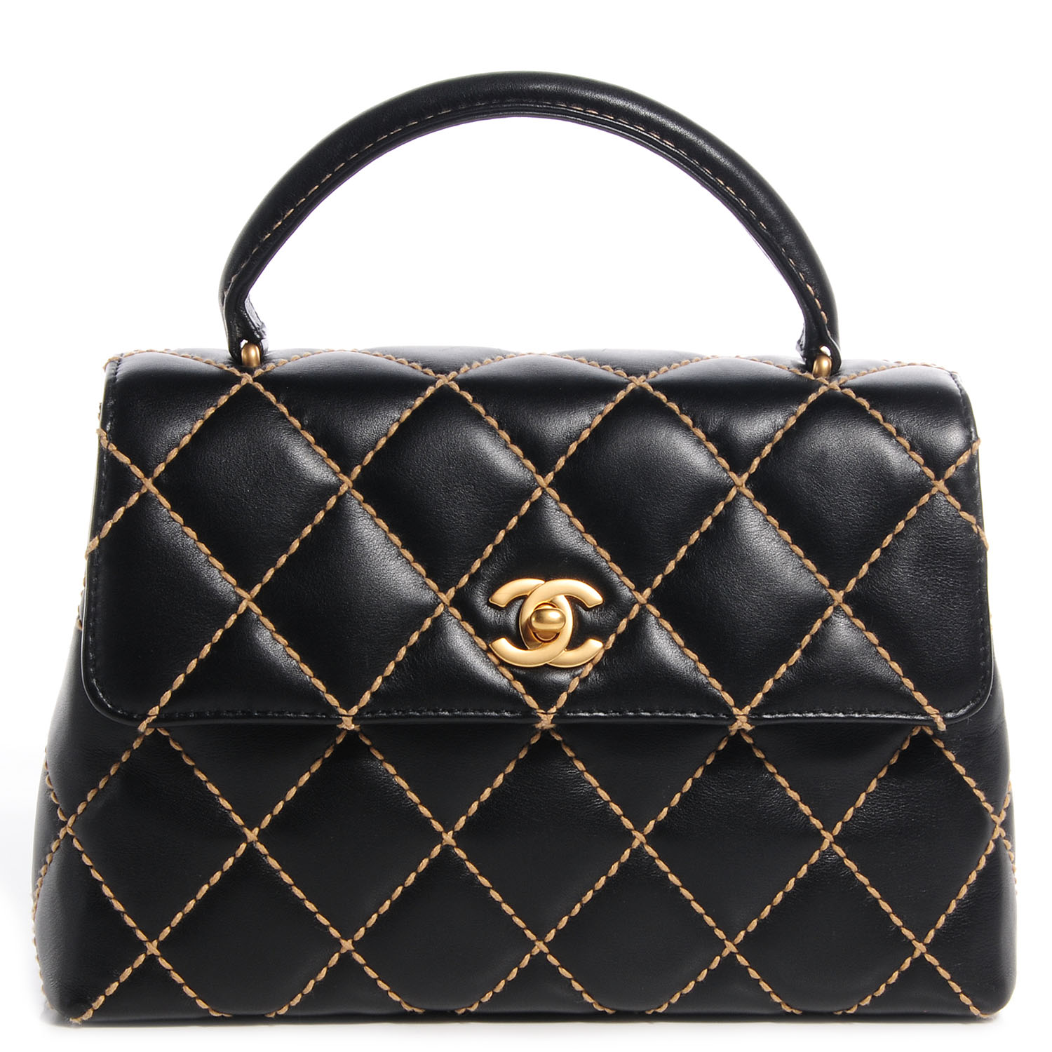 Chanel Leather Wild Stitch Kelly Flap Bag Black 1 of 8