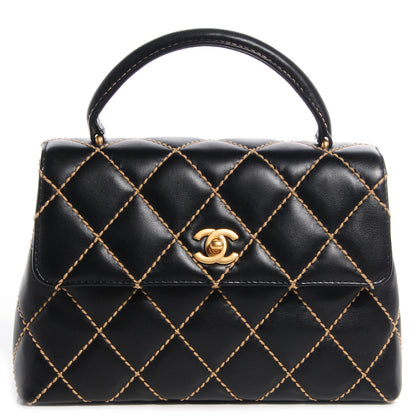 Chanel Leather Wild Stitch Kelly Flap Bag Black 1 of 8