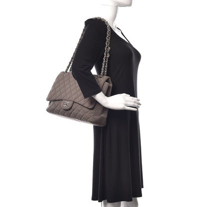 Chanel Jersey Quilted Maxi Single Flap Grey 2 of 10