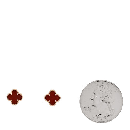 Van Cleef & Arpels 18K Rose Gold Carnelian Sweet Alhambra Earrings 2 of 5