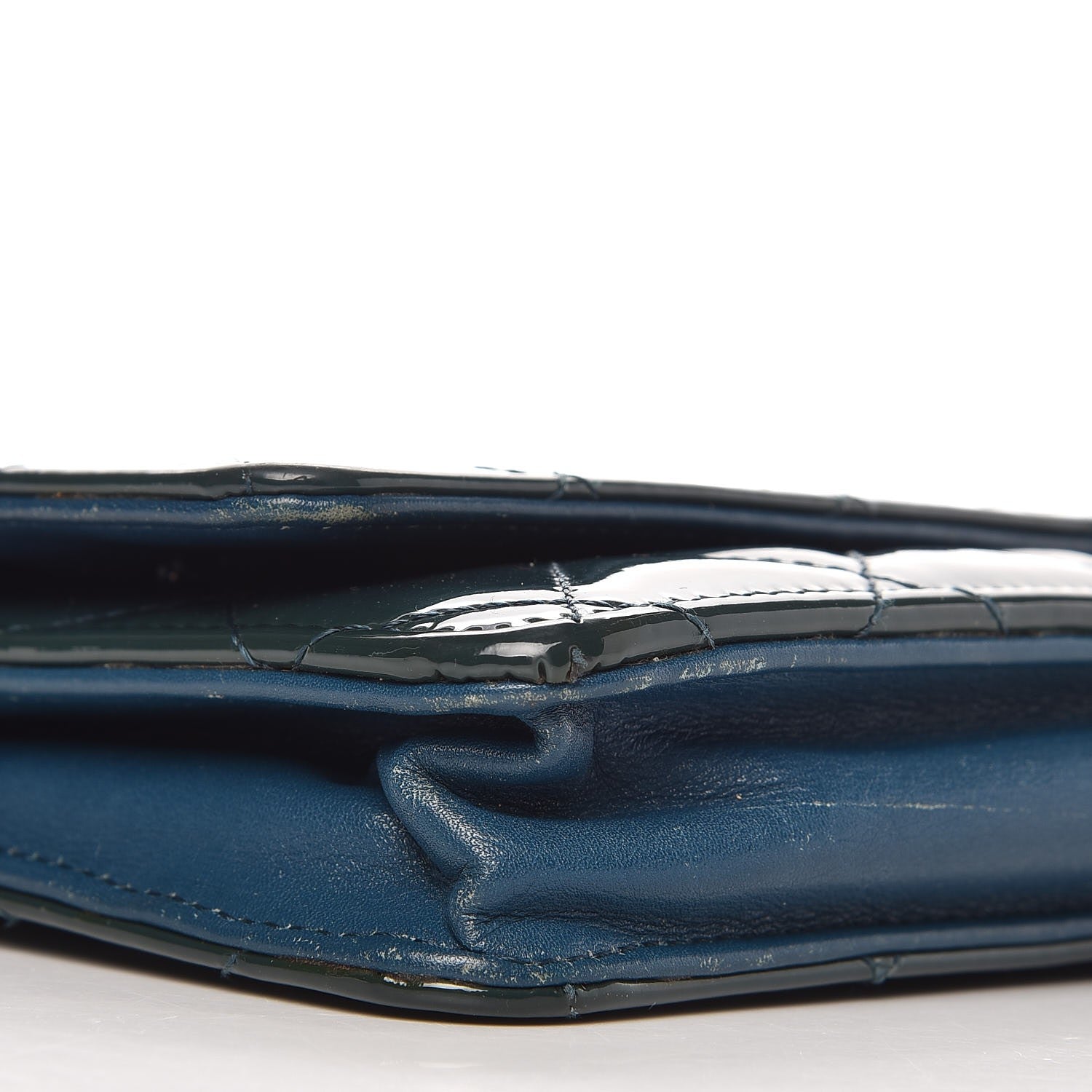 Chanel Patent Quilted Wallet On Chain WOC Blue 9 of 12