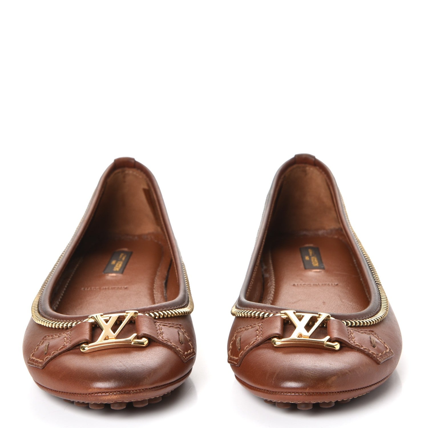 Louis Vuitton Calfskin Zip Oxford Ballerina Flats 35.5 Cognac 2 of 10