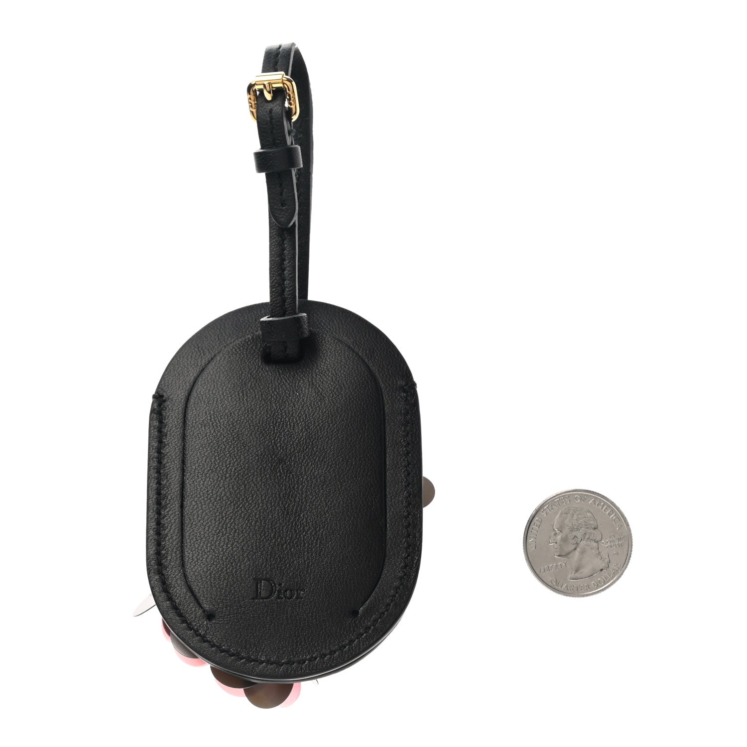 Christian Dior Calfskin Sequin Luggage Tag Black 2 of 4