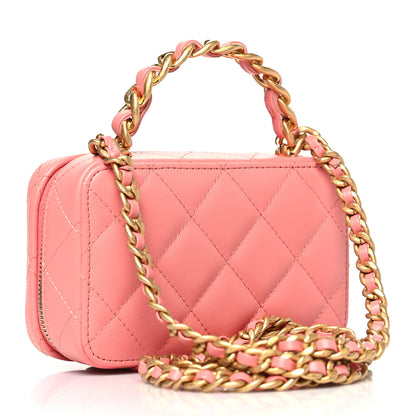 Chanel Lambskin Quilted Top Handle Mini Vanity Case Pink 3 of 10