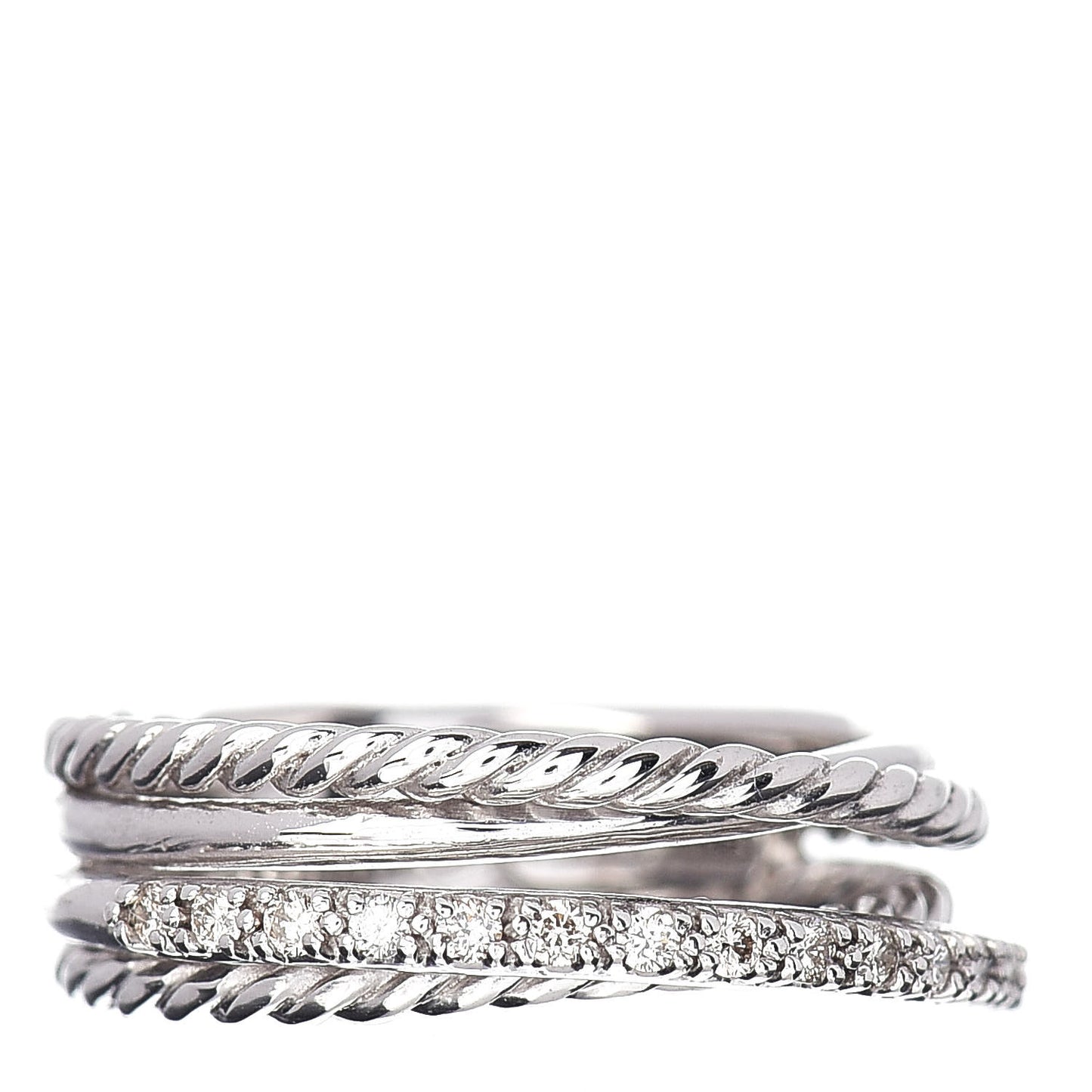 Sterling Silver Diamond 7mm Crossover Ring 51 5.75