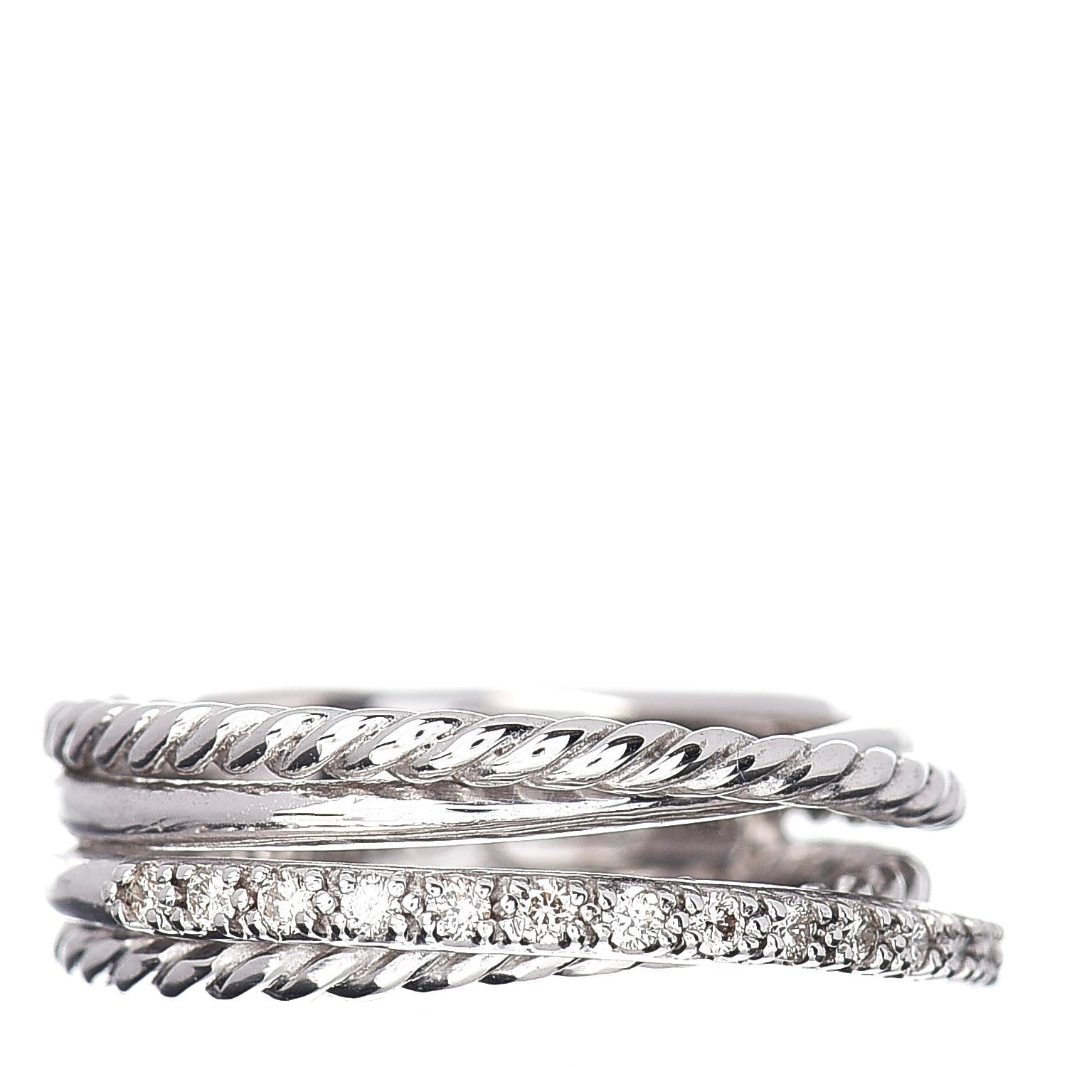 David Yurman Sterling Silver Diamond 7mm Crossover Ring 51 5.75 1 of 4