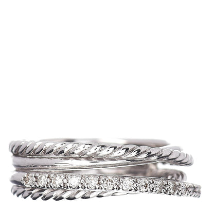 David Yurman Sterling Silver Diamond 7mm Crossover Ring 51 5.75 1 of 4