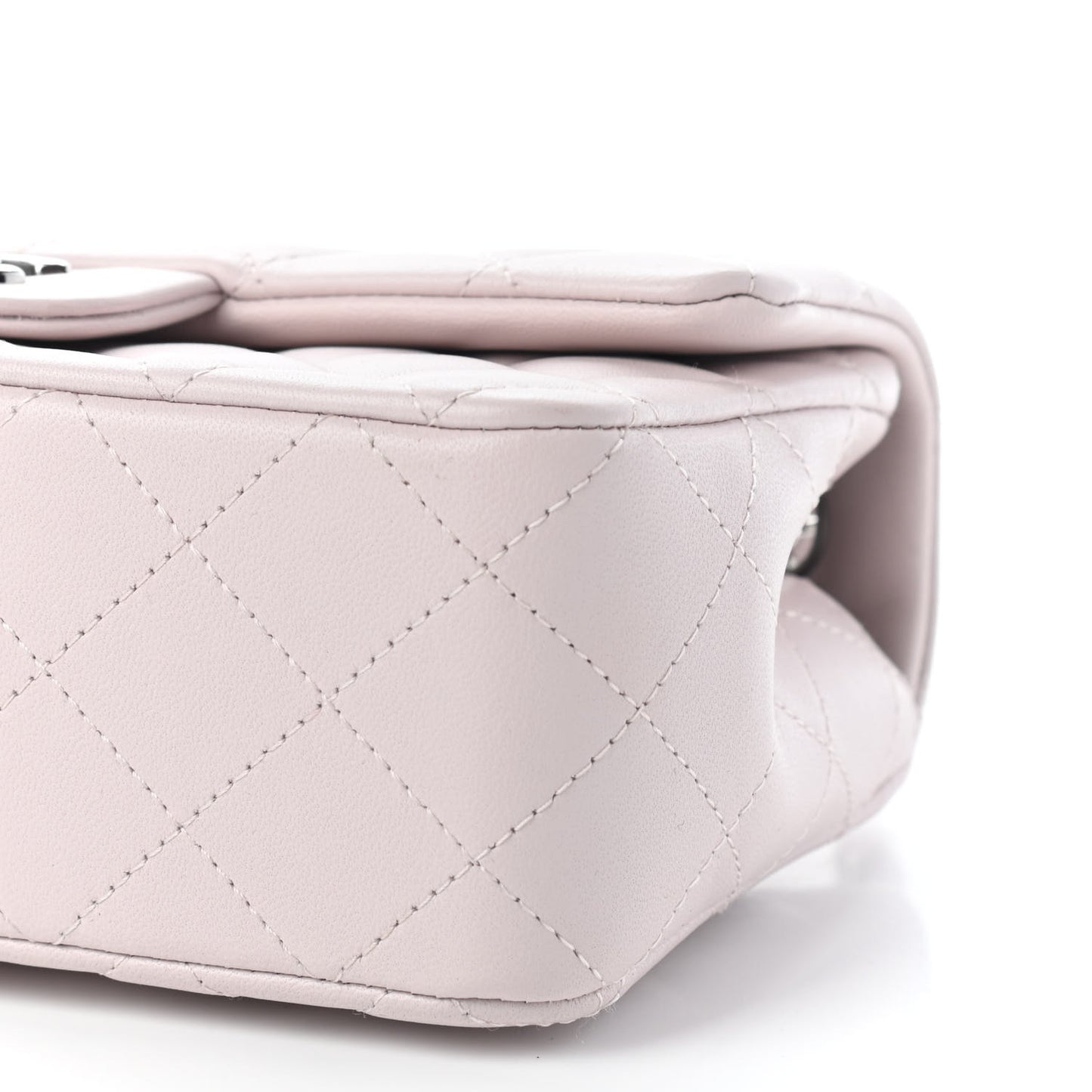 Lambskin Quilted Mini Rectangular Flap Light Pink