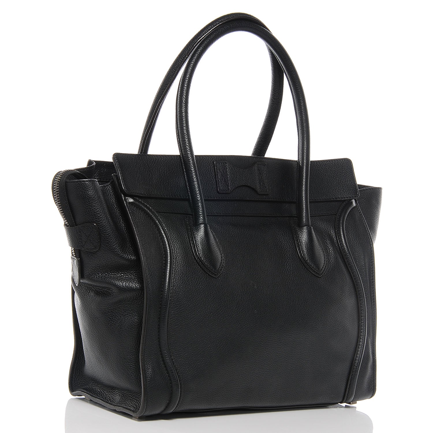 Celine Drummed Leather Shoulder Luggage Black 3 of 7