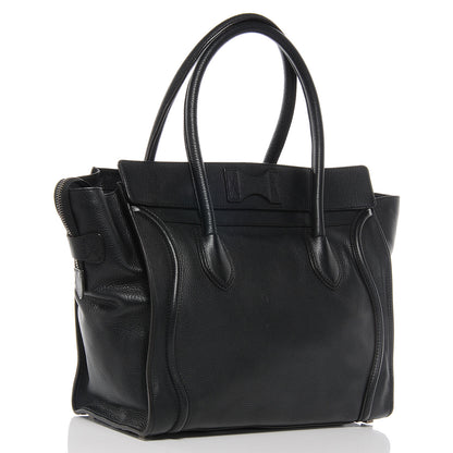 Celine Drummed Leather Shoulder Luggage Black 3 of 7