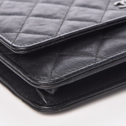 Chanel Crumpled Calfskin Quilted Wallet On Chain WOC So Black 9 of 11