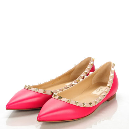 Valentino Garavani Calfskin Nappa Rockstud Ballerina Flats 38.5 Cyclamin Poudre 3 of 8