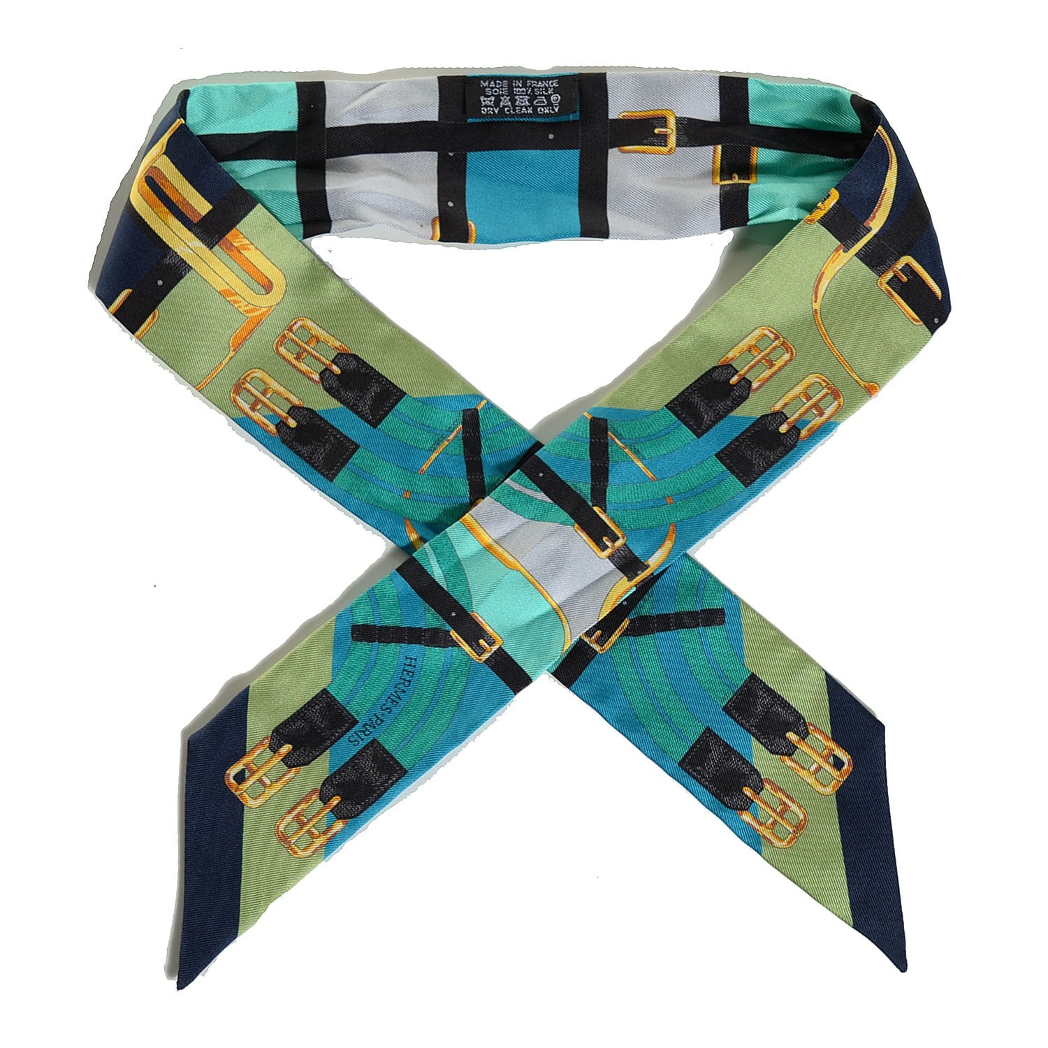 Hermes Silk Mors A Jouets Twilly Turquoise Marine Vert 1 of 6