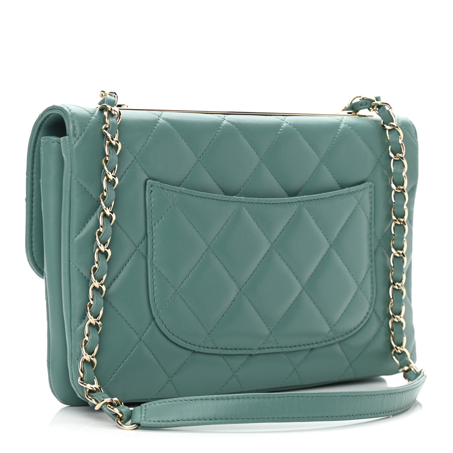 Lambskin Quilted Medium Trendy CC Flap Light Green