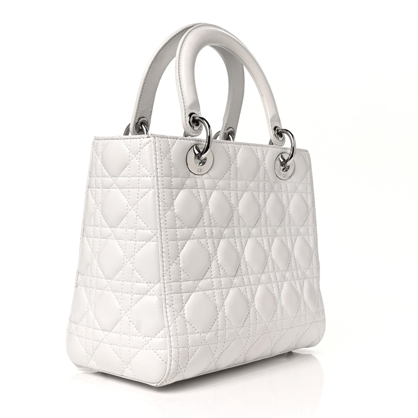 Lambskin Cannage Medium Lady Dior White