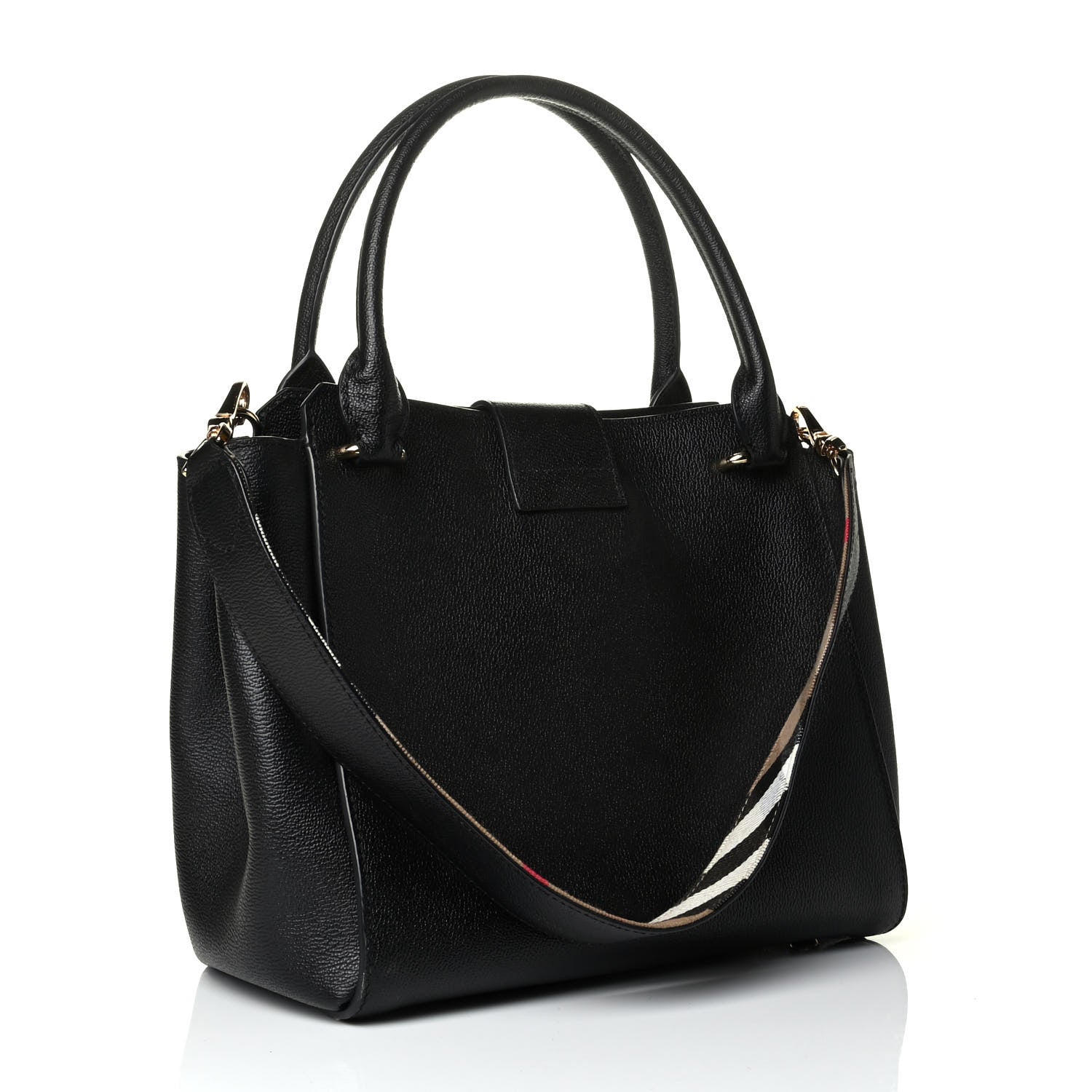 Burberry Soft Grain Calfskin Medium Buckle Tote Black 2 of 8