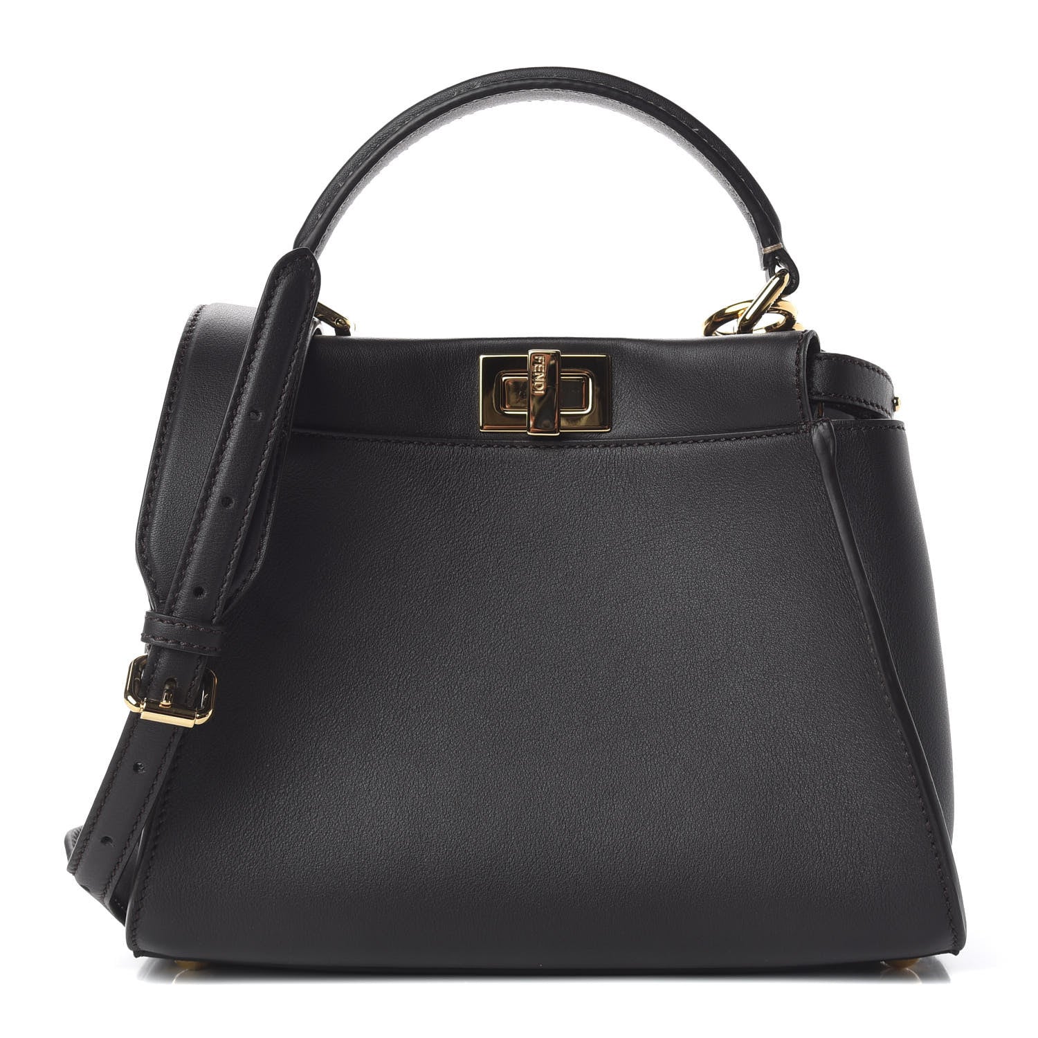 Fendi Vitello Seta Nabuk Pequin Mini Peekaboo Iconic Satchel Ebano Tobacco Moro 1 of 11