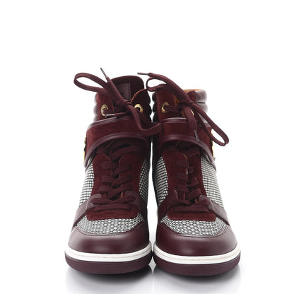 Louis Vuitton Calfskin Suede Postmark Wedge Sneakers 39.5 Bordeaux 2 of 8