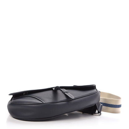 Christian Dior Grained Calfskin Kim Jones Saddle Bag Navy Blue 4 of 11