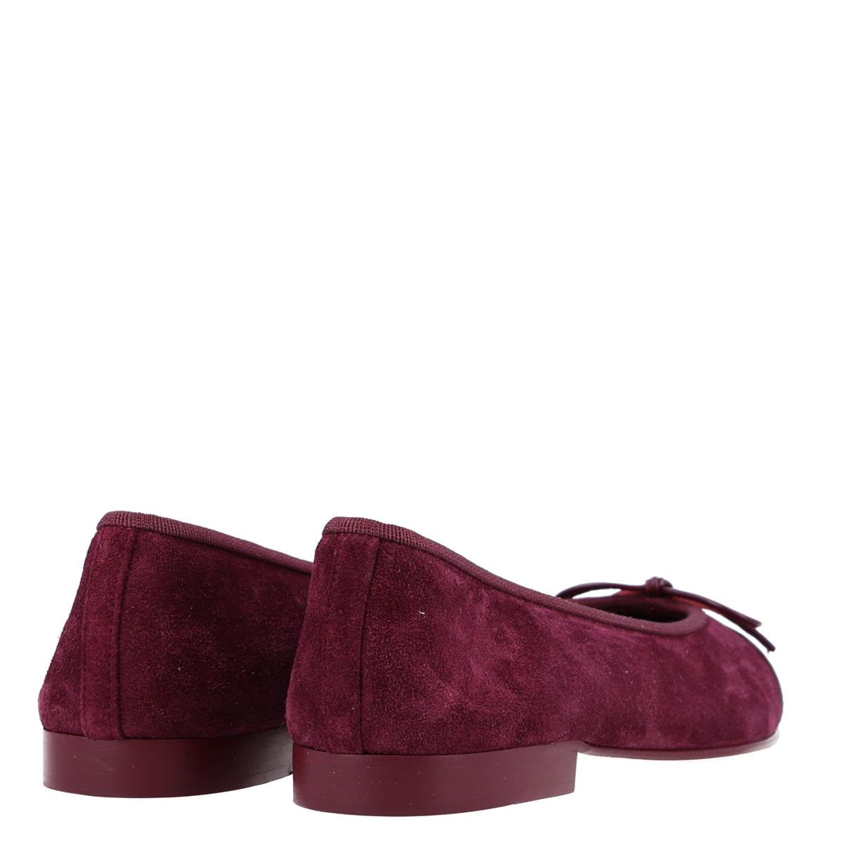 Suede Calfskin Patent Cap Toe CC Ballerina Flats 36 Burgundy