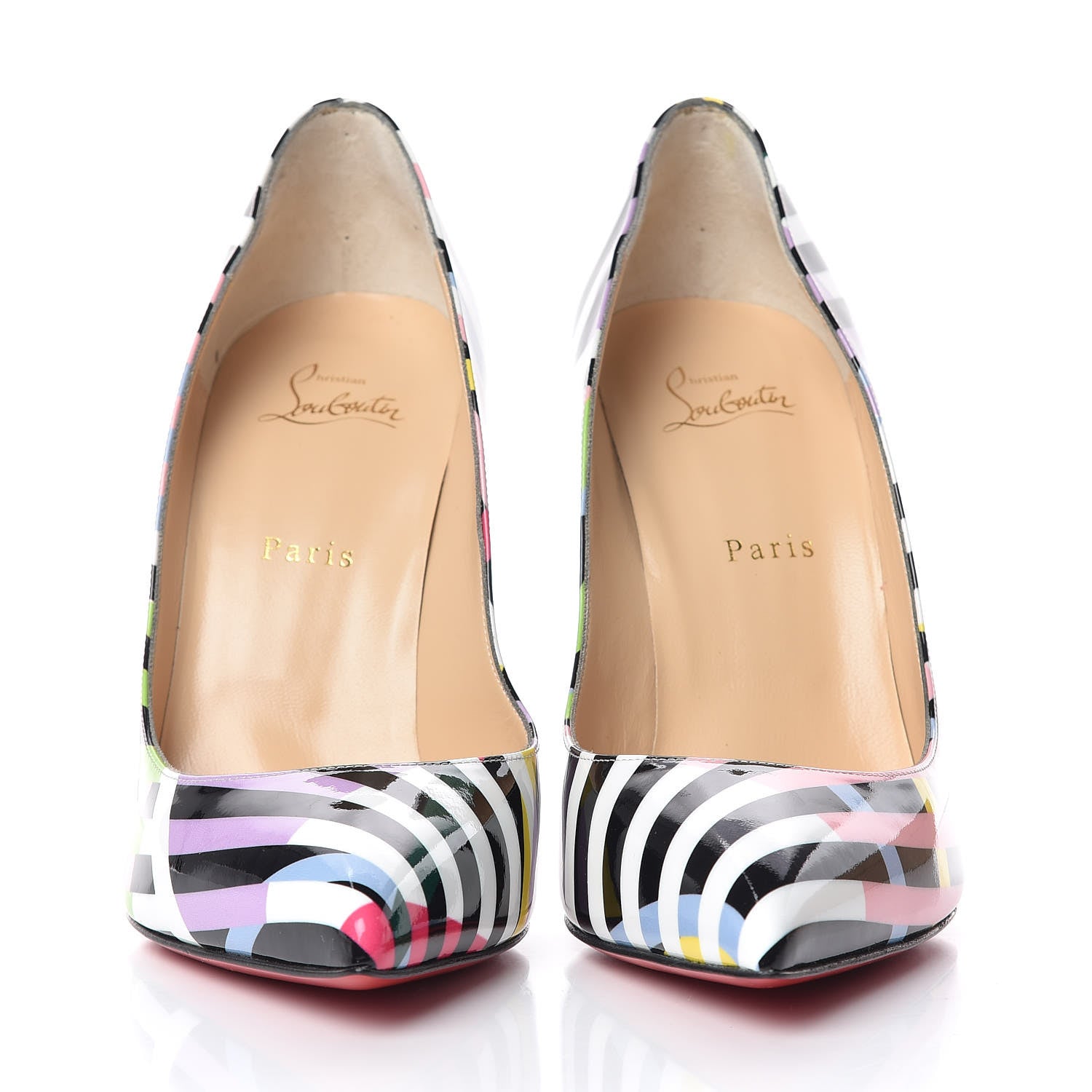 Christian Louboutin Patent Cinestripes Pigalle Follies 100 Pumps 41 Multi 2 of 13