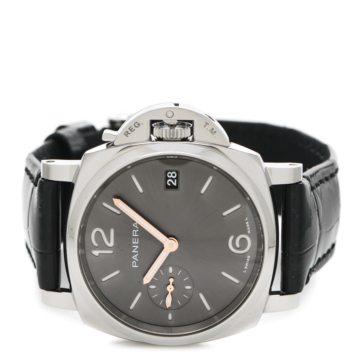 Stainless Steel Alligator 38mm Luminor Automatic Watch Grey PAM01247