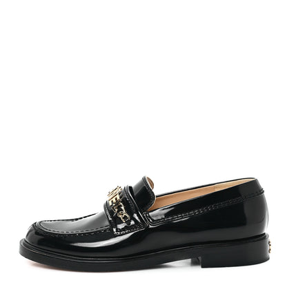 Chanel Shiny Calfskin Logo Loafers 36 Black 1 of 11