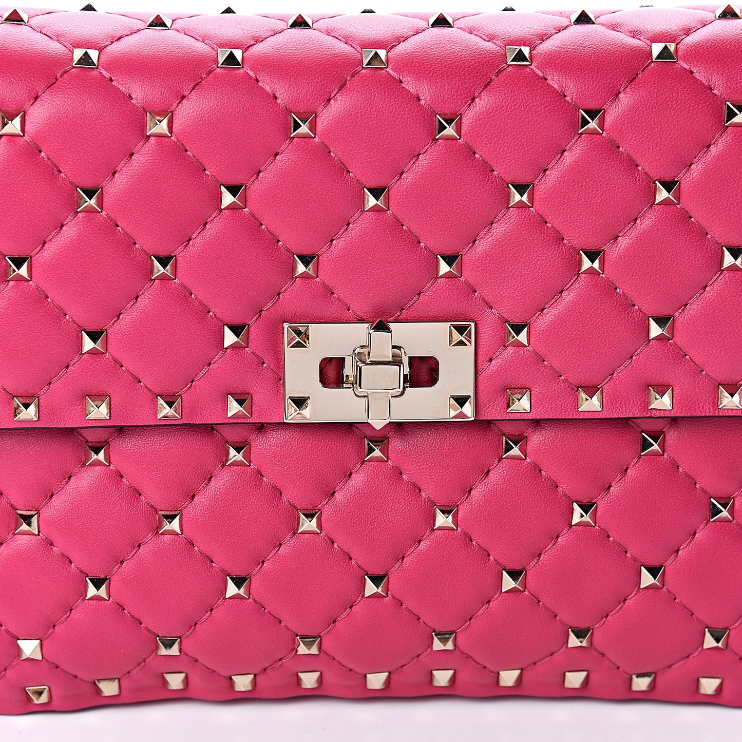 Nappa Medium Rockstud Spike Shoulder Bag Disco Pink
