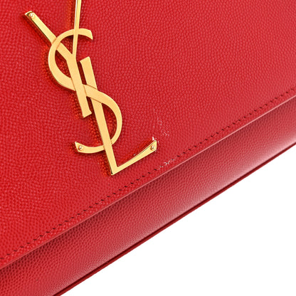 Saint Laurent Grain De Poudre Medium Monogram Kate Satchel Red 11 of 14