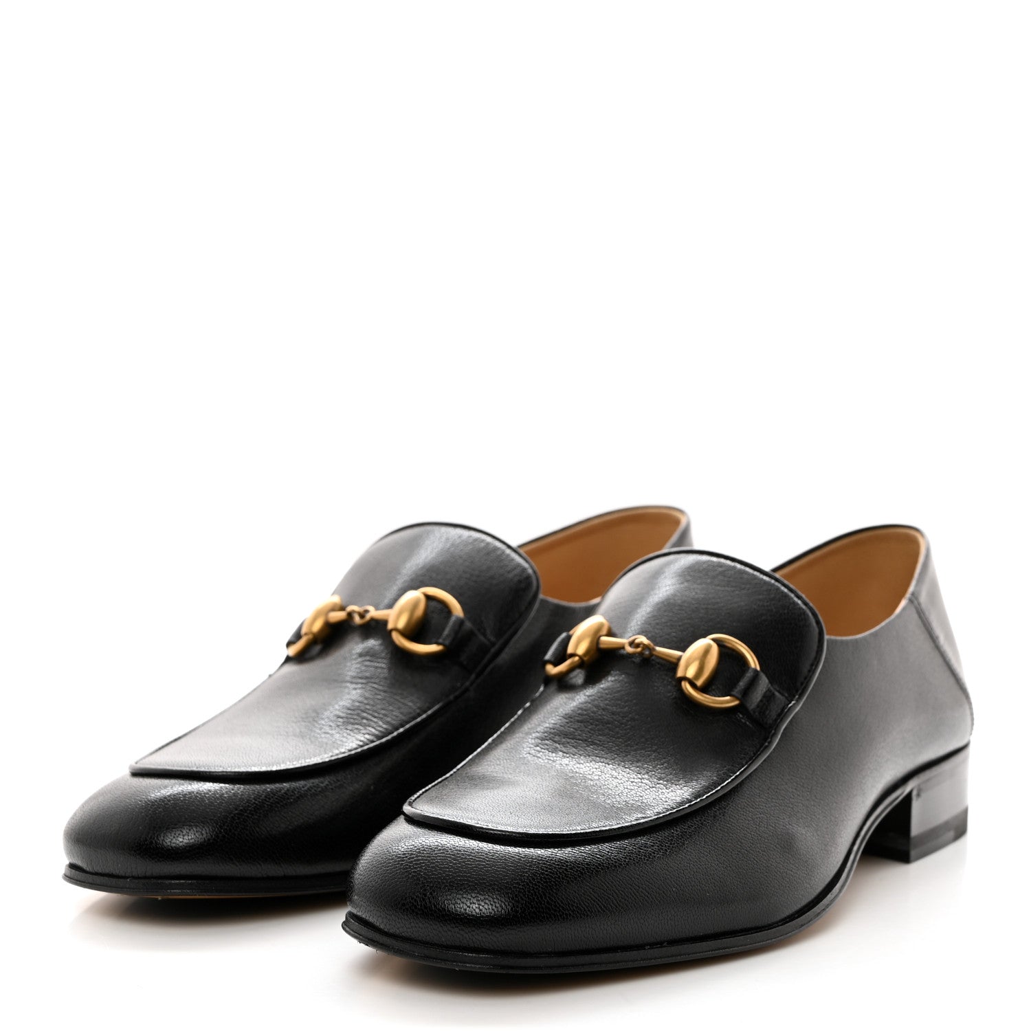 Gucci Goatskin Womens Horsebit Mid-Heel Loafers 36.5 Black 3 of 8