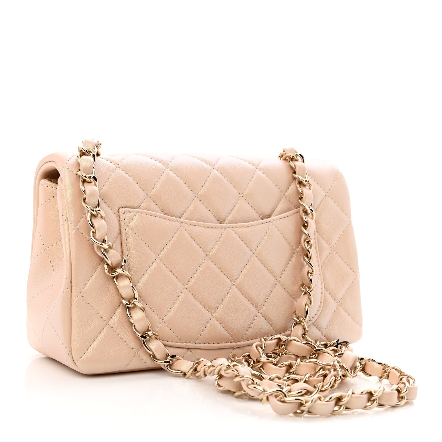 Chanel Iridescent Calfskin Quilted Mini Rectangular Flap Beige 3 of 10