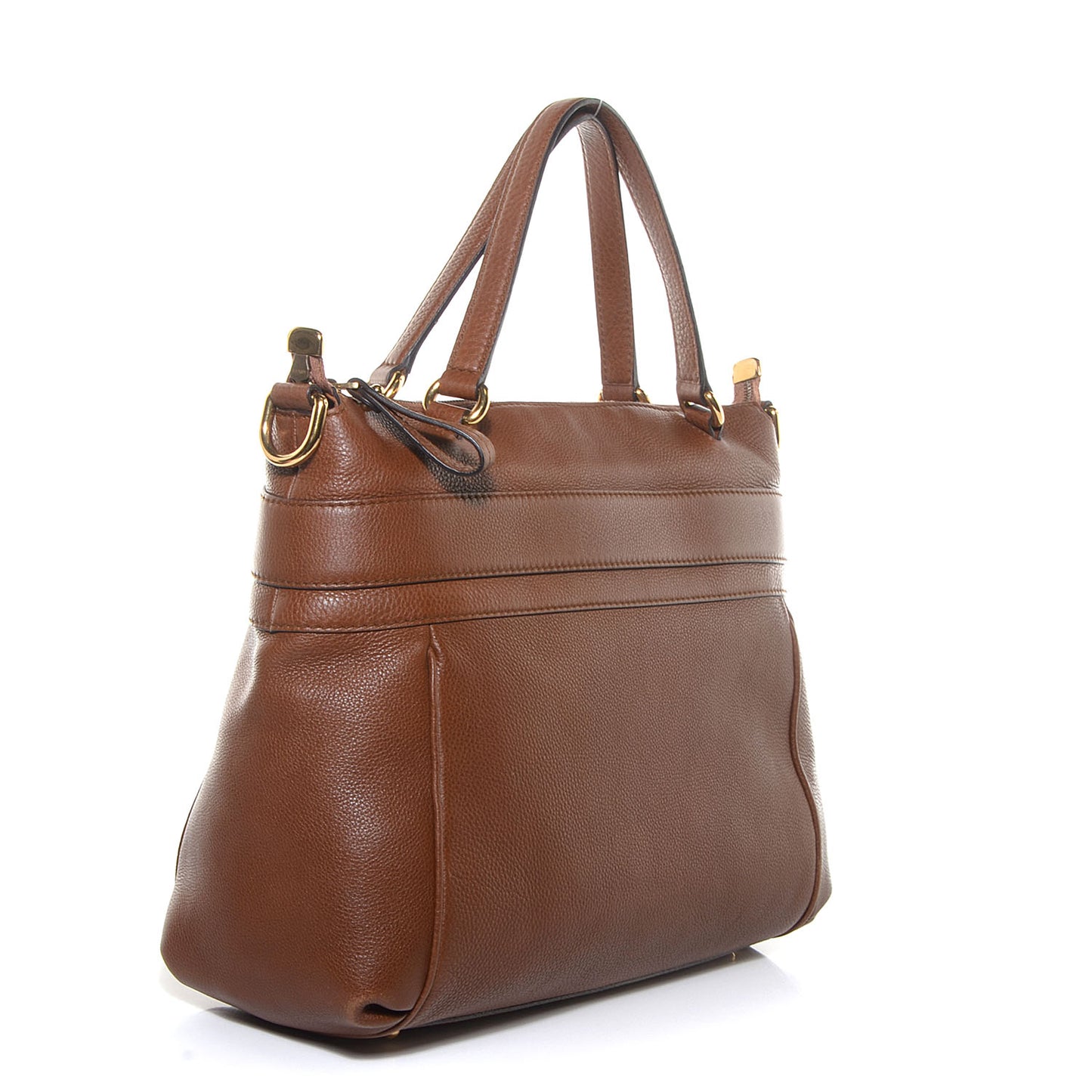 Leather Ride Medium Top Handle Bag Brown