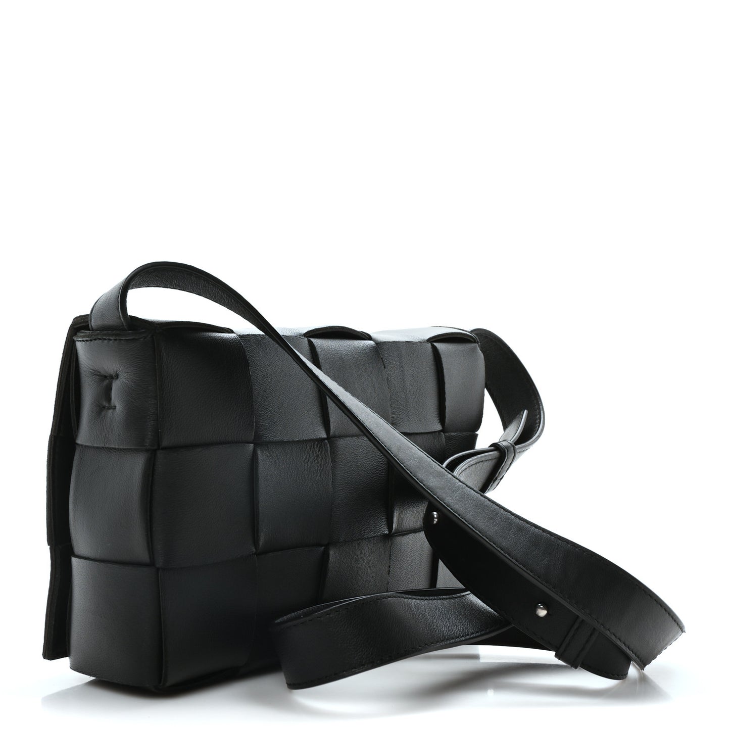 Lambskin Maxi Intrecciato Cassette Crossbody Bag Black