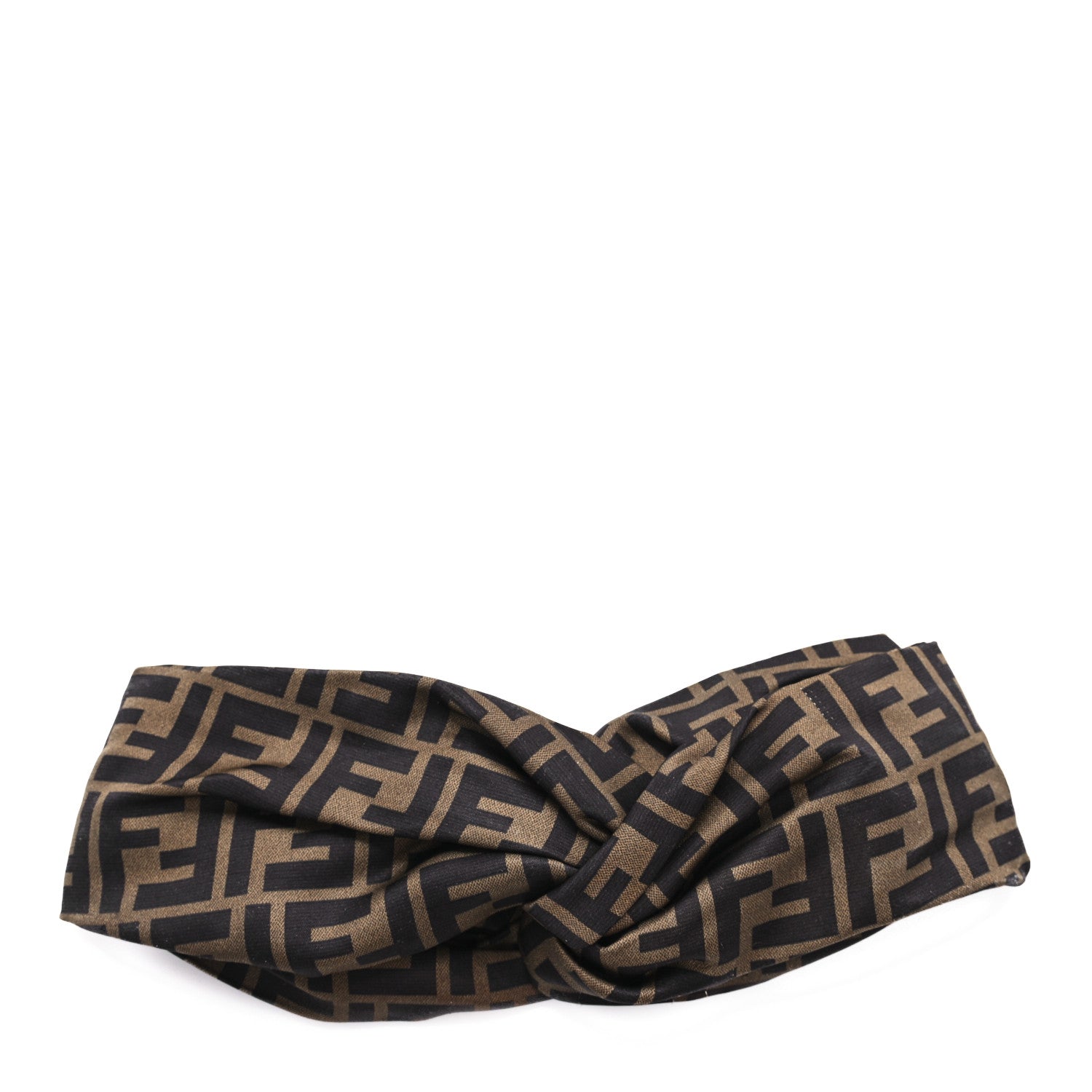 Fendi Silk FF Logo Headband Tobacco 1 of 6