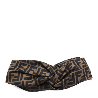 Fendi Silk FF Logo Headband Tobacco 1 of 6