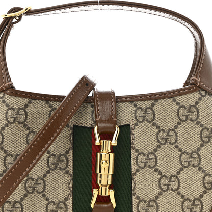 Gucci GG Supreme Monogram Azalea Calfskin Web Mini Jackie 1961 Hobo Beige Ebony Brown Sugar 8 of 10